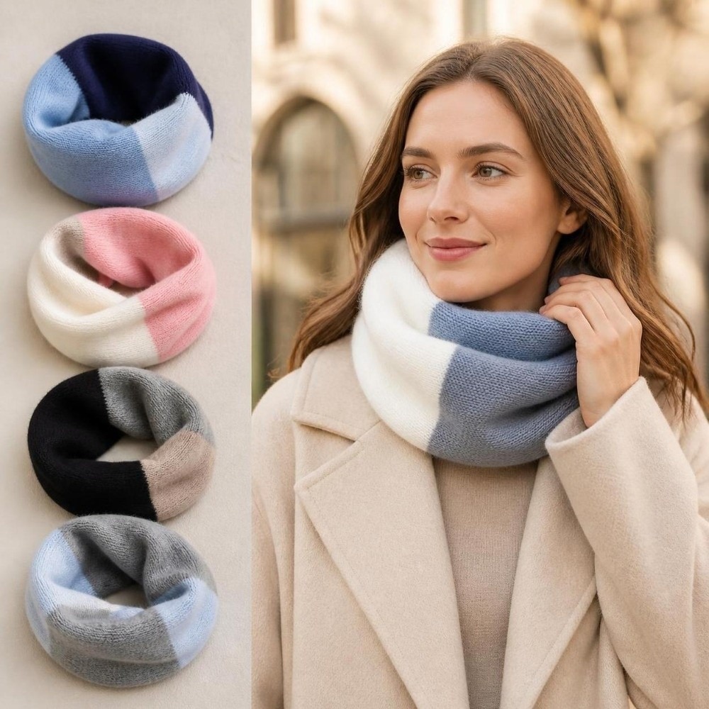 Infinity Scarf Knit - Miękki, łączony w kolorze, nieskończony szalik,