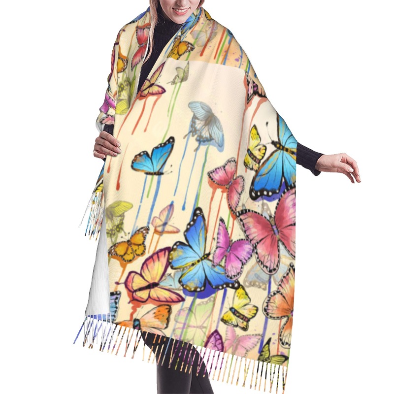 Woven Scarf Blanket - Retro Zimowy Szal Kaszmirowy z Motywem