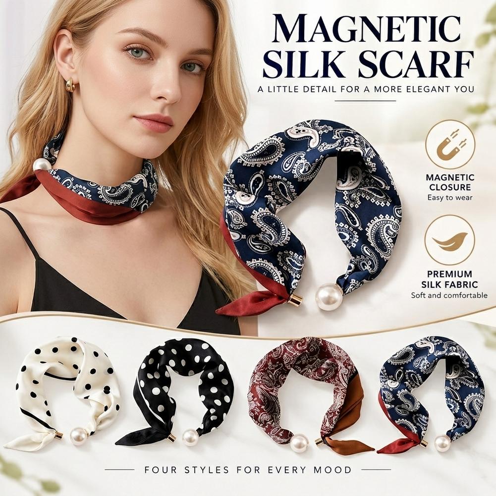 Jedwabny szal z perłową klamrą – Scarf Silk Square recenzja i cena